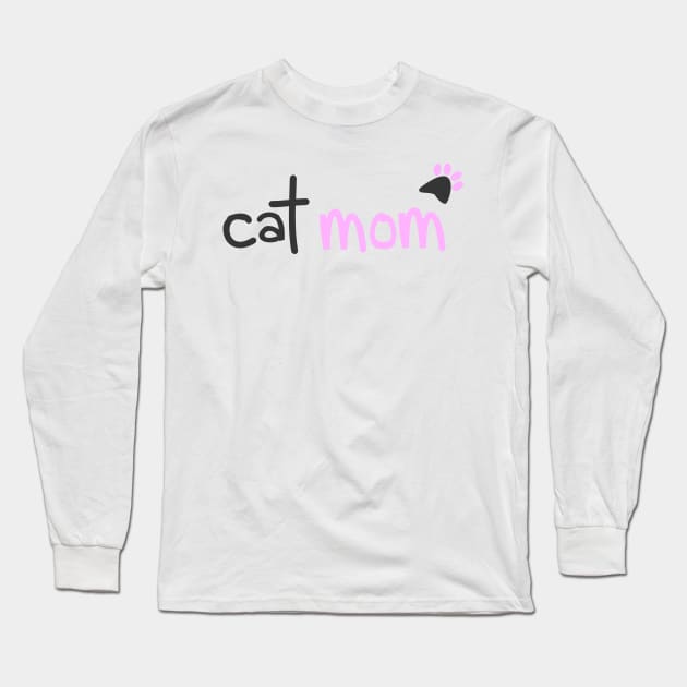 Cat Mom Love Your Kitten Cute Aesthetic Art With Paw Long Sleeve T-Shirt by mangobanana